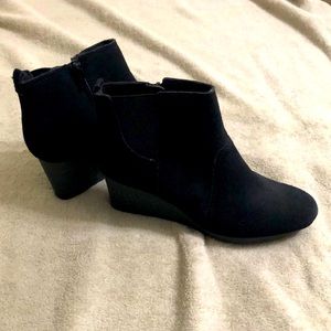 Clarks black suede ankle boots